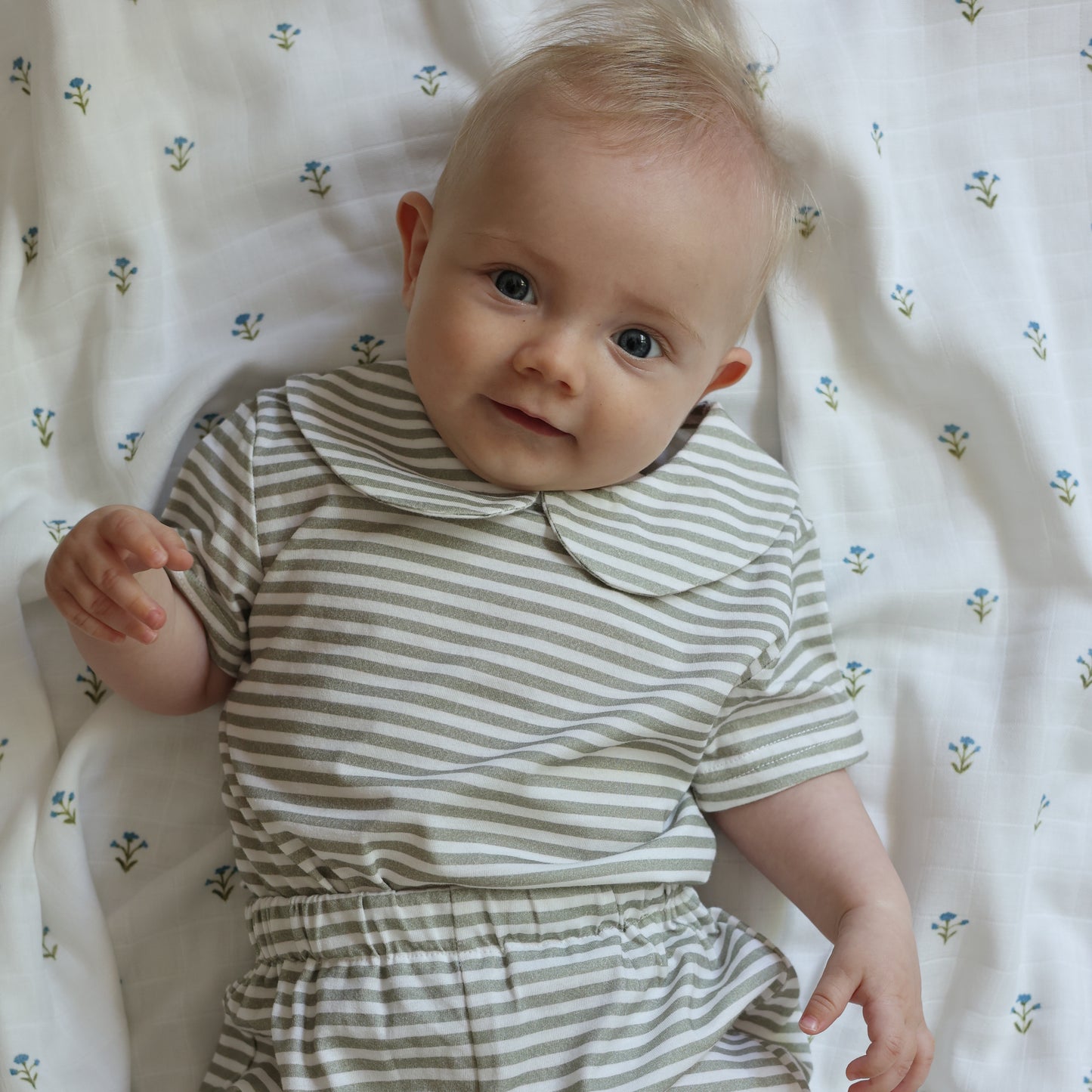 Shirt and Short Set - Green Stripe