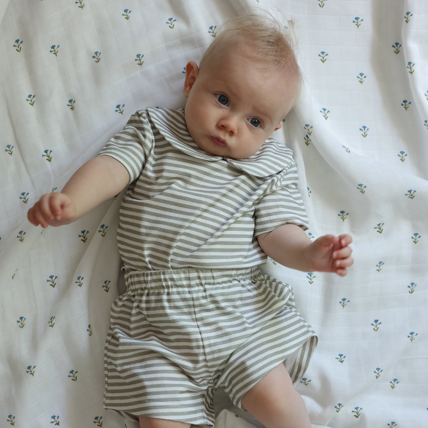 Shirt and Short Set - Green Stripe