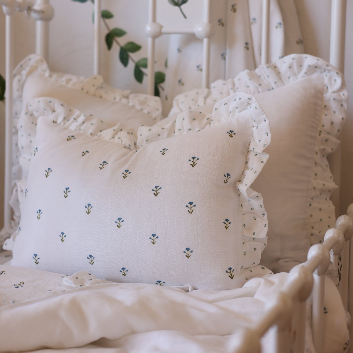 Blue floral cushion