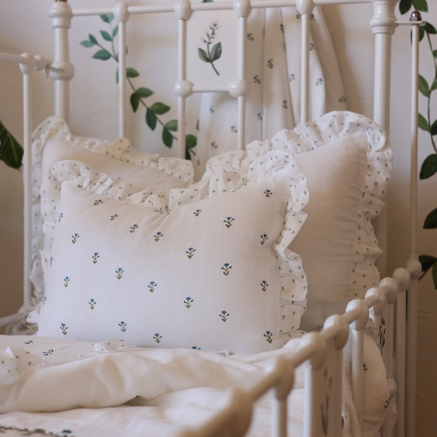Blue floral cushion