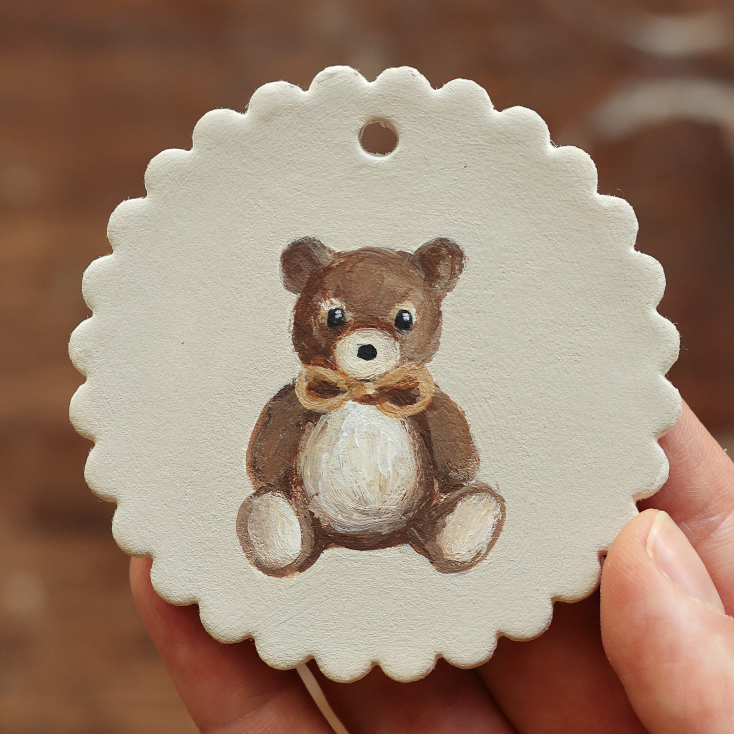 Hand painted ceramic - Teddy with bow
