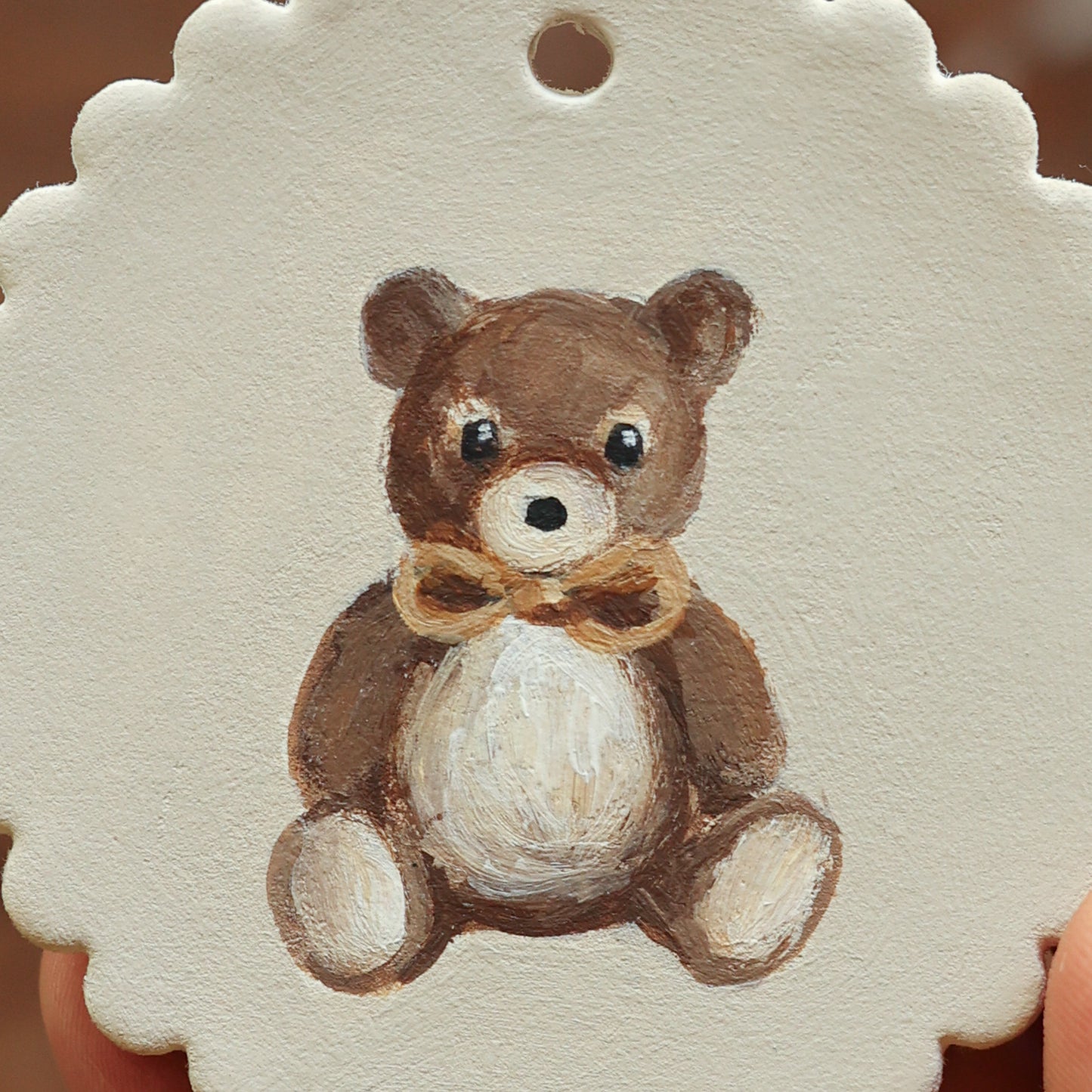 Hand painted ceramic - Teddy with bow
