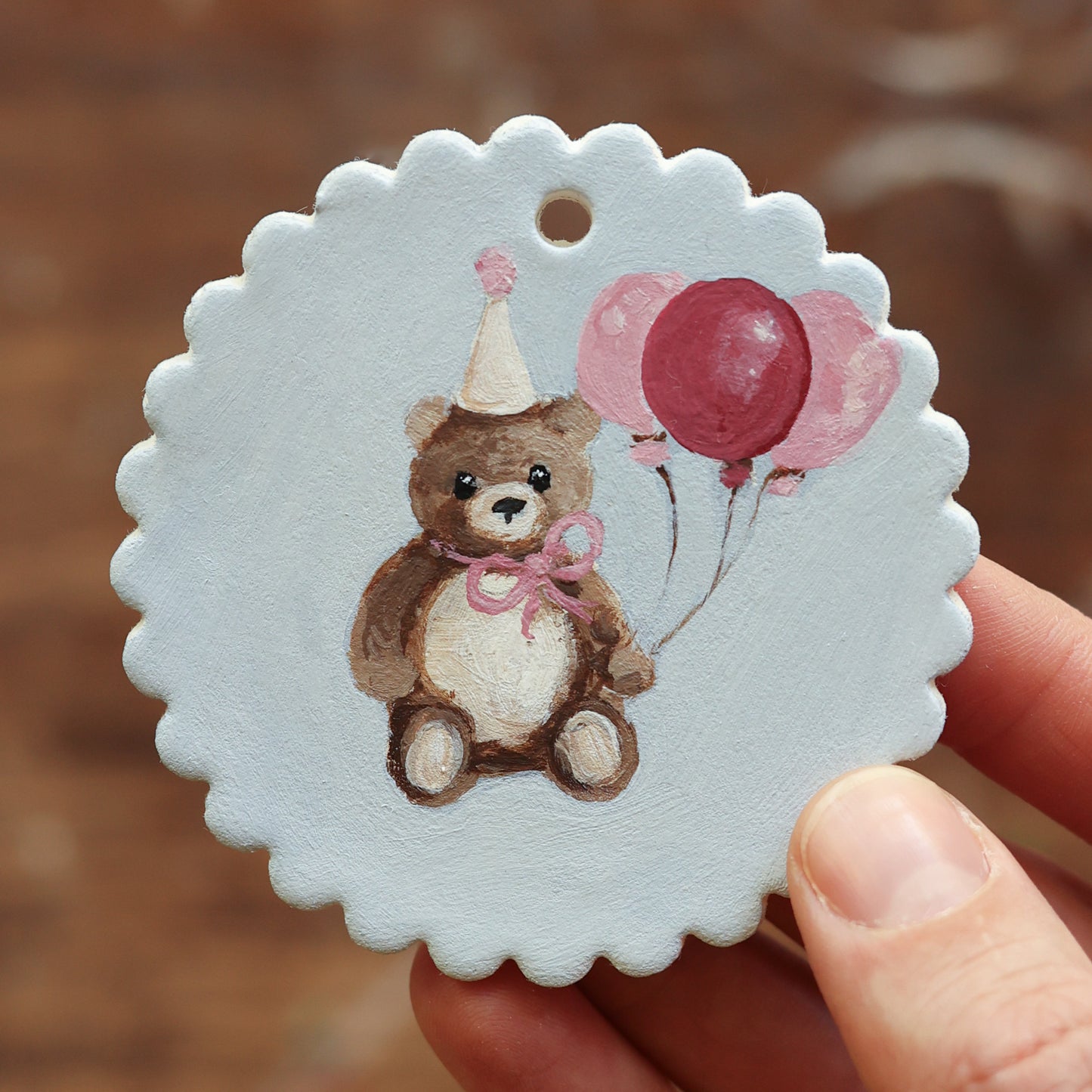 Hand painted ceramic - Birthday teddy