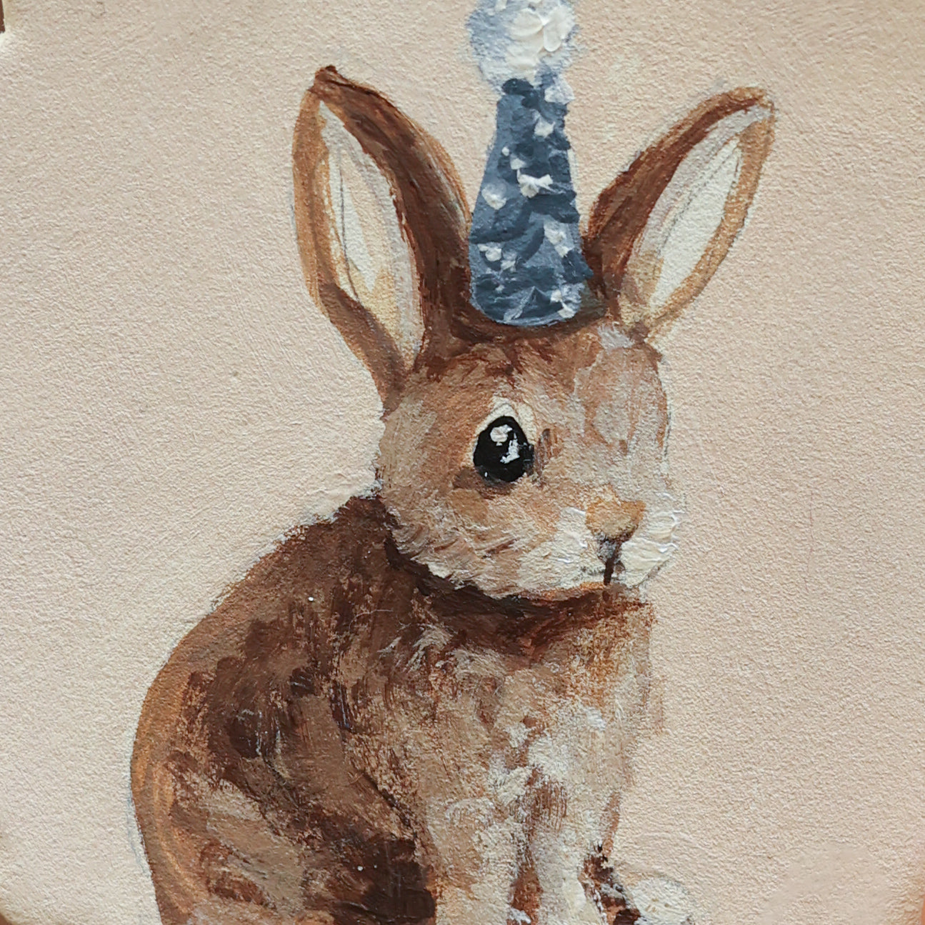 Hand painted ceramic - Bunny in Party Hat