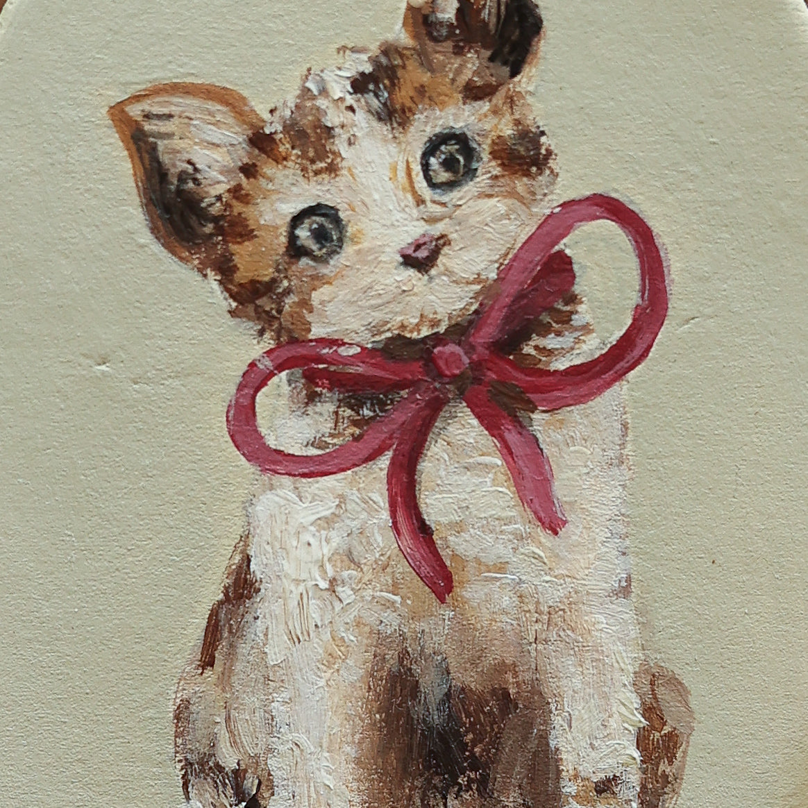 Hand painted ceramic - Kitten with Bow