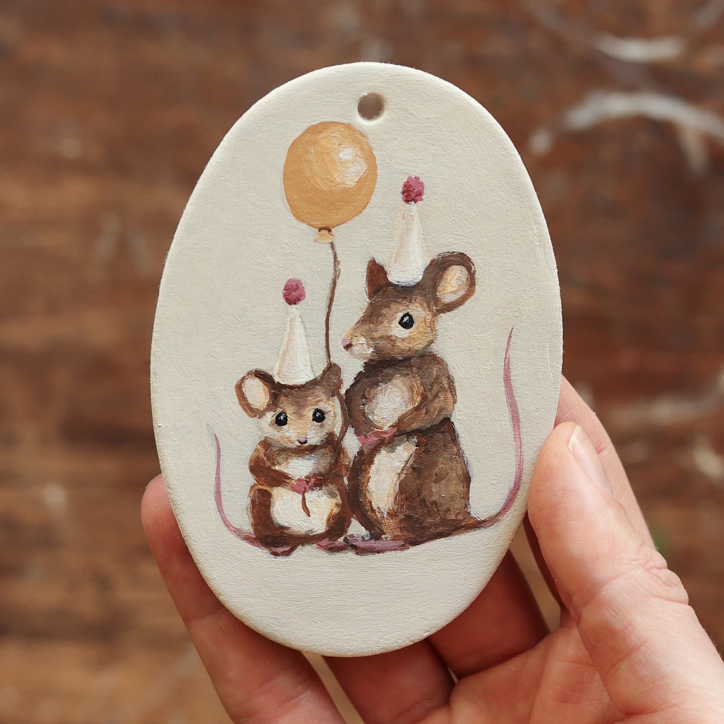 Hand painted ceramic - Birthday Mice