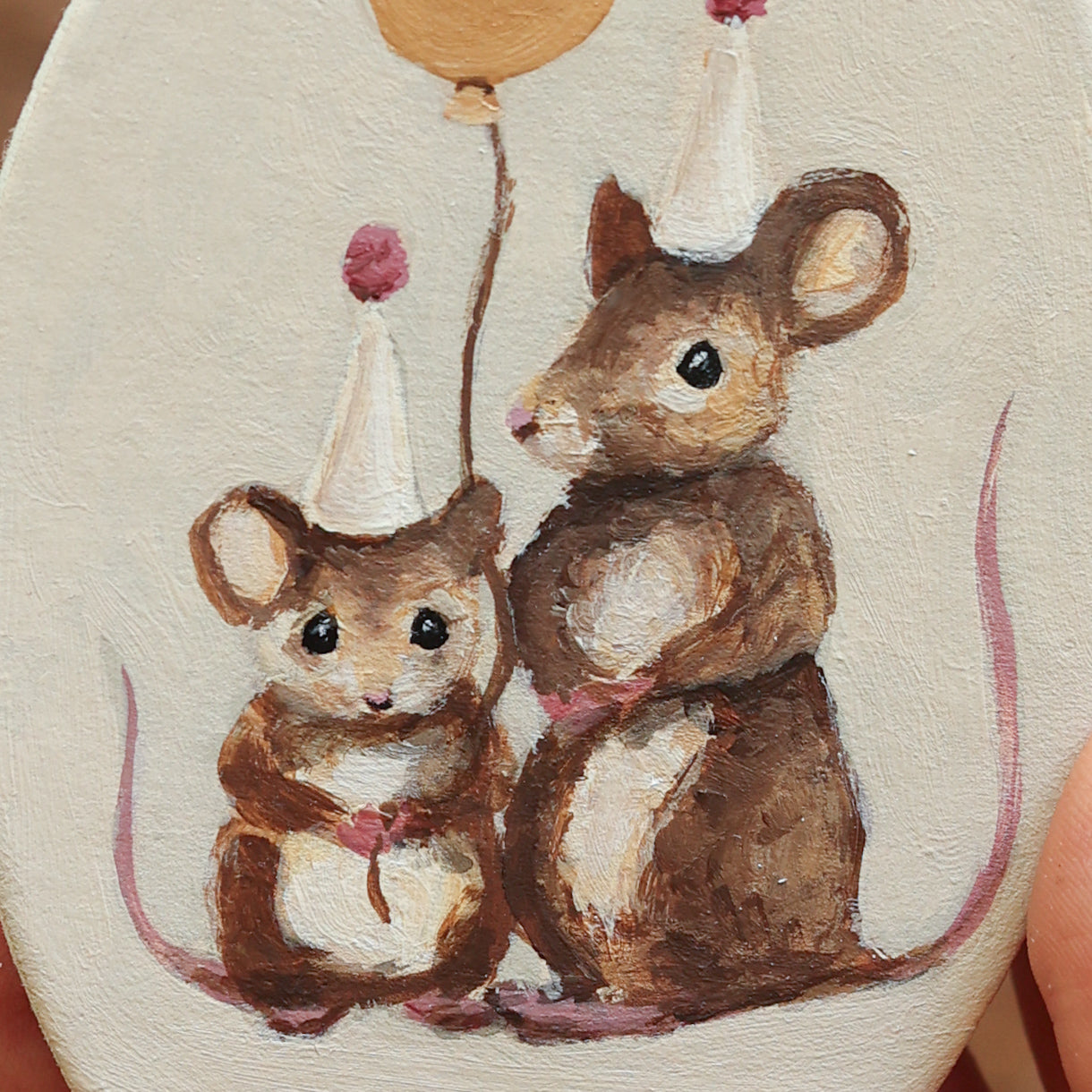 Hand painted ceramic - Birthday Mice