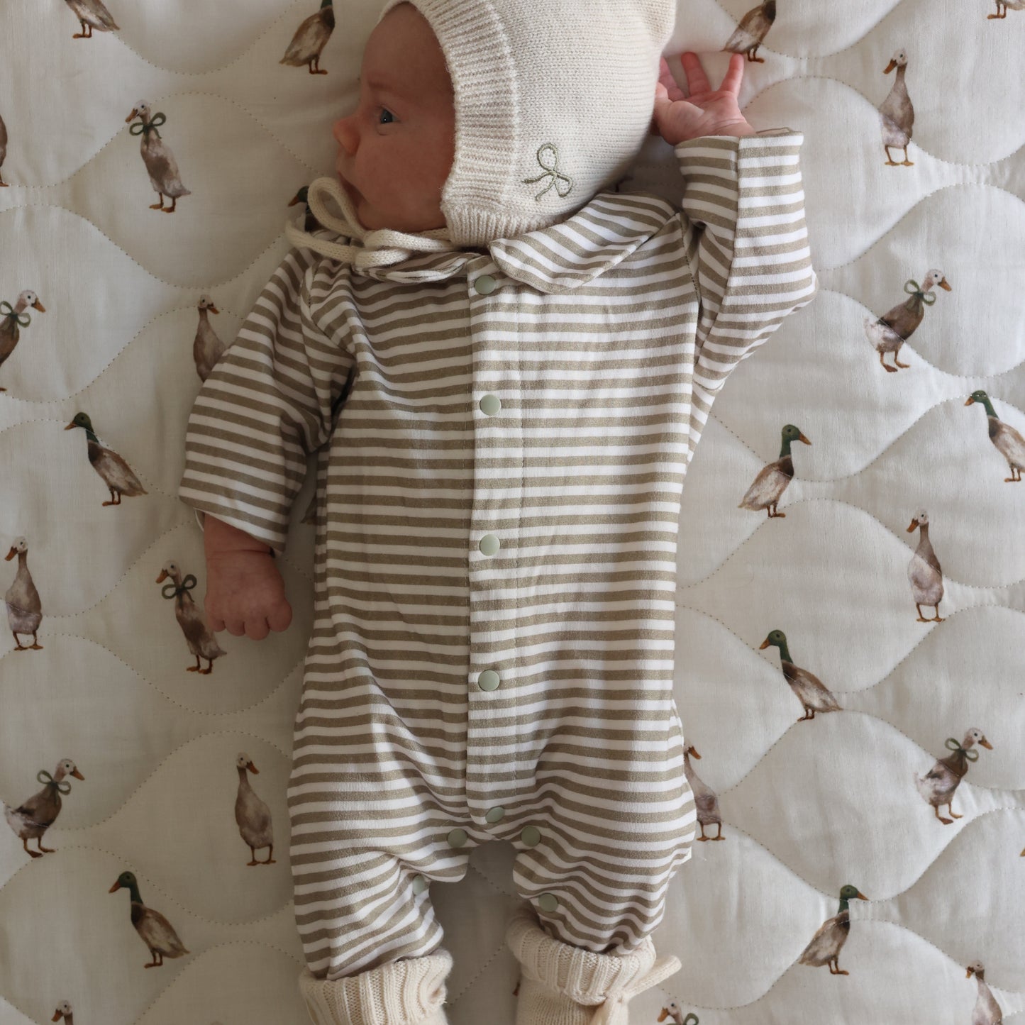 Cotton Babygrow - Green stripe