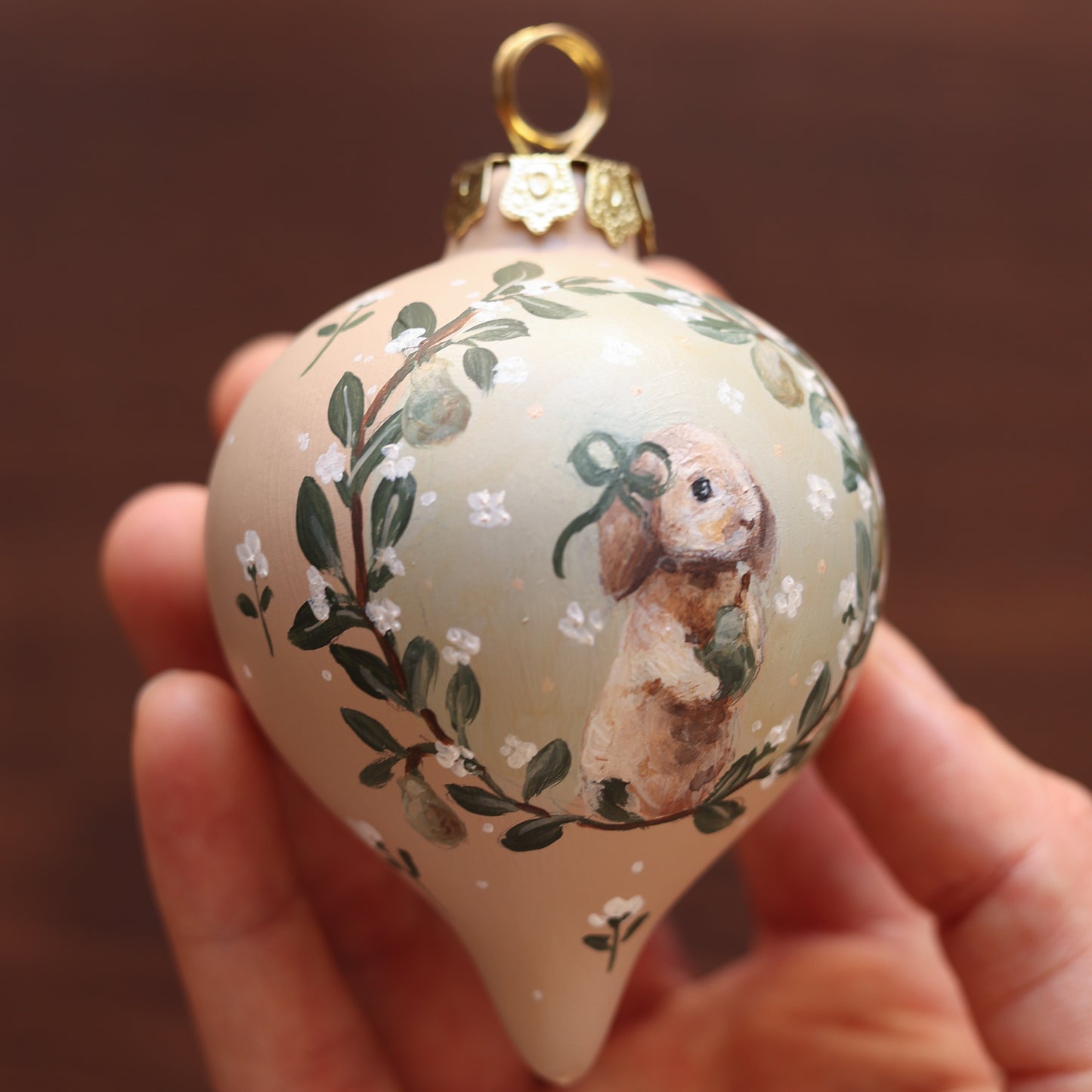 Ceramic Bauble - Bunny with Pear