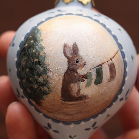 Ceramic Bauble - Bunny with Stockings