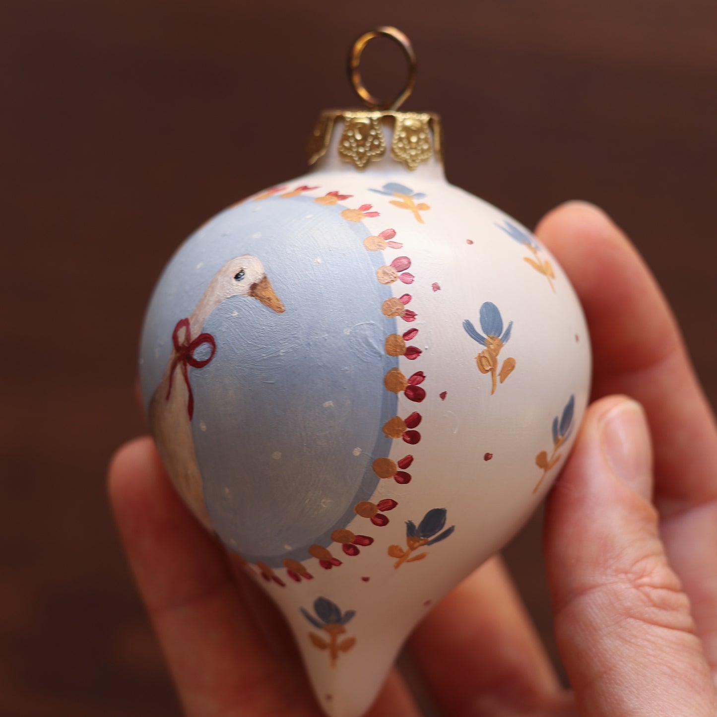 Ceramic Bauble - Duck with red bow