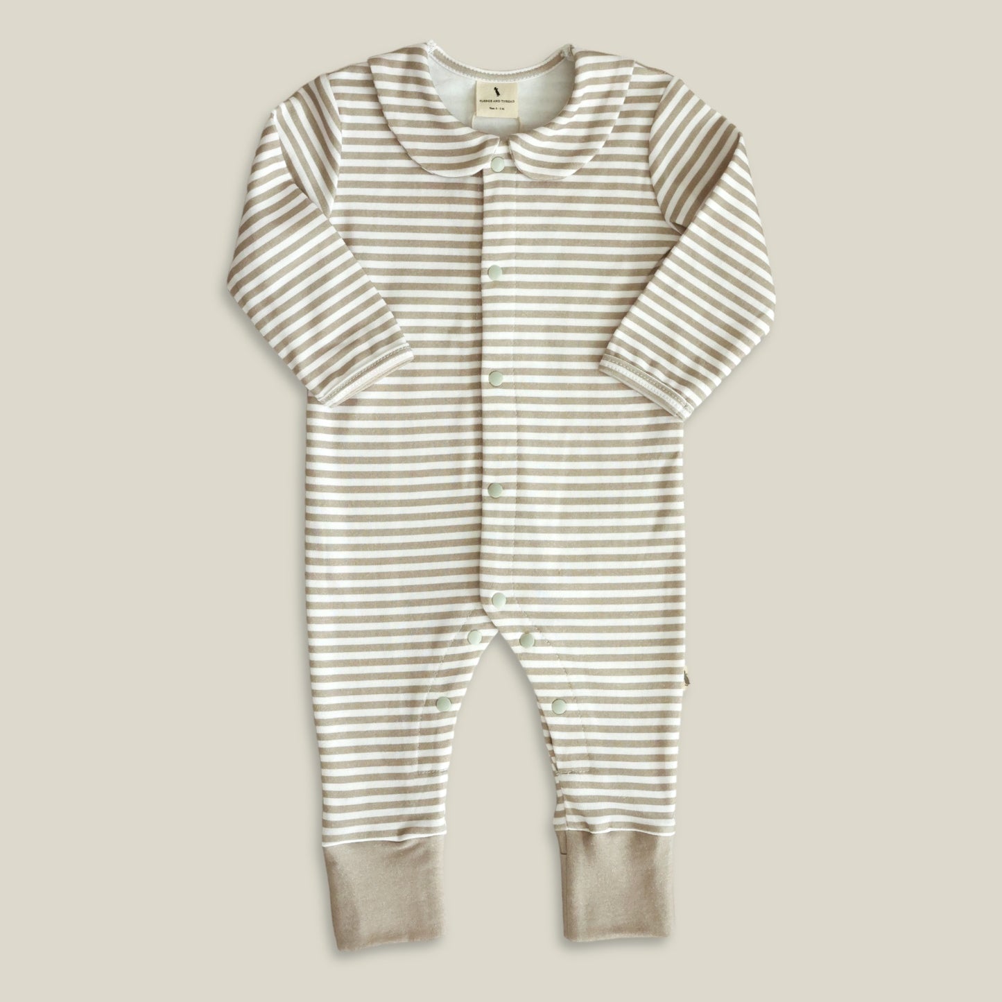 Cotton Babygrow - Green stripe