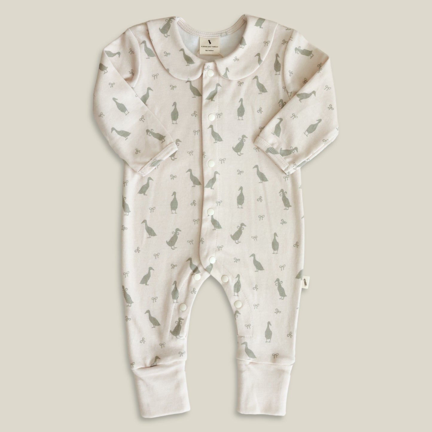 Cotton Babygrow - Duck Cream