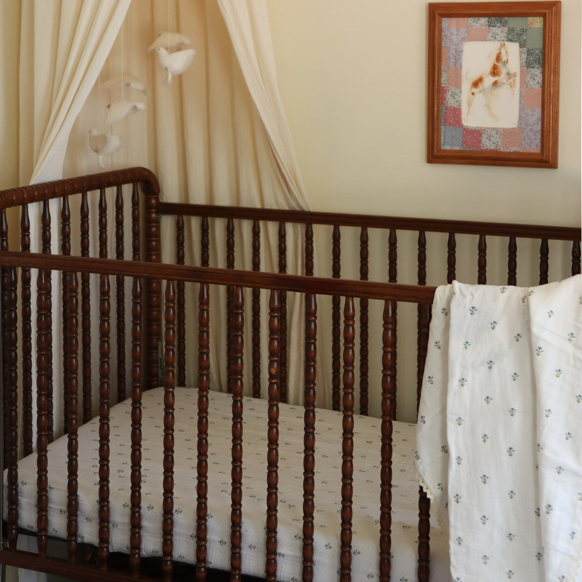 Cot sheet - Blue floral