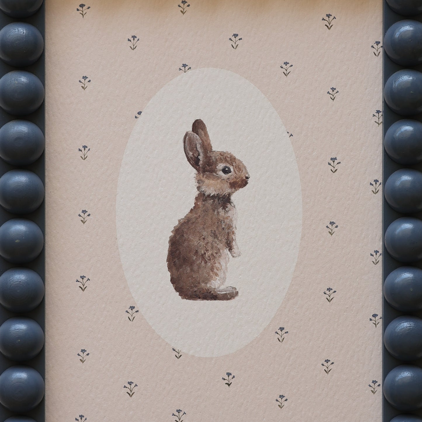 Bunny in floral with bobbin frame A5