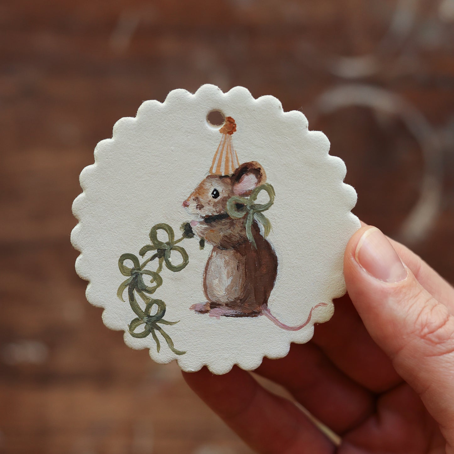 Hand painted ceramic - Birthday Mouse