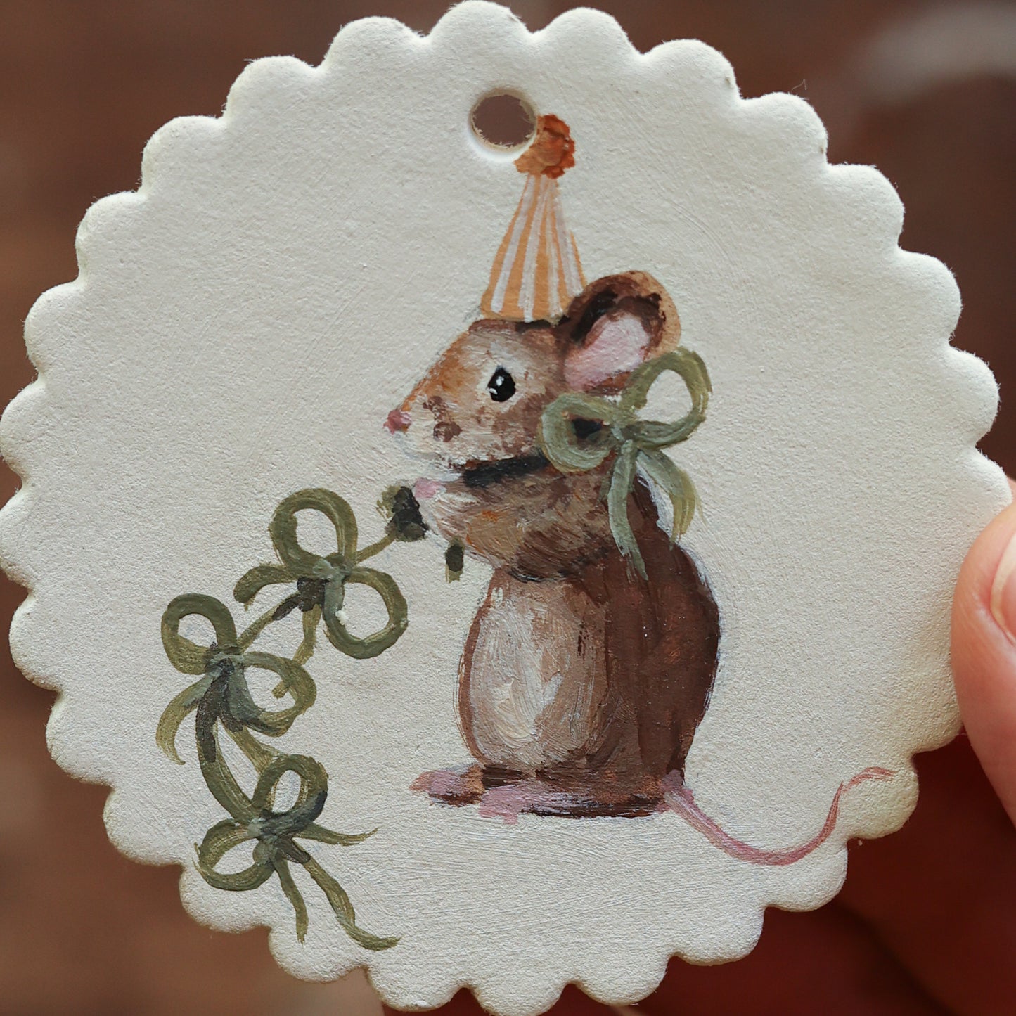 Hand painted ceramic - Birthday Mouse