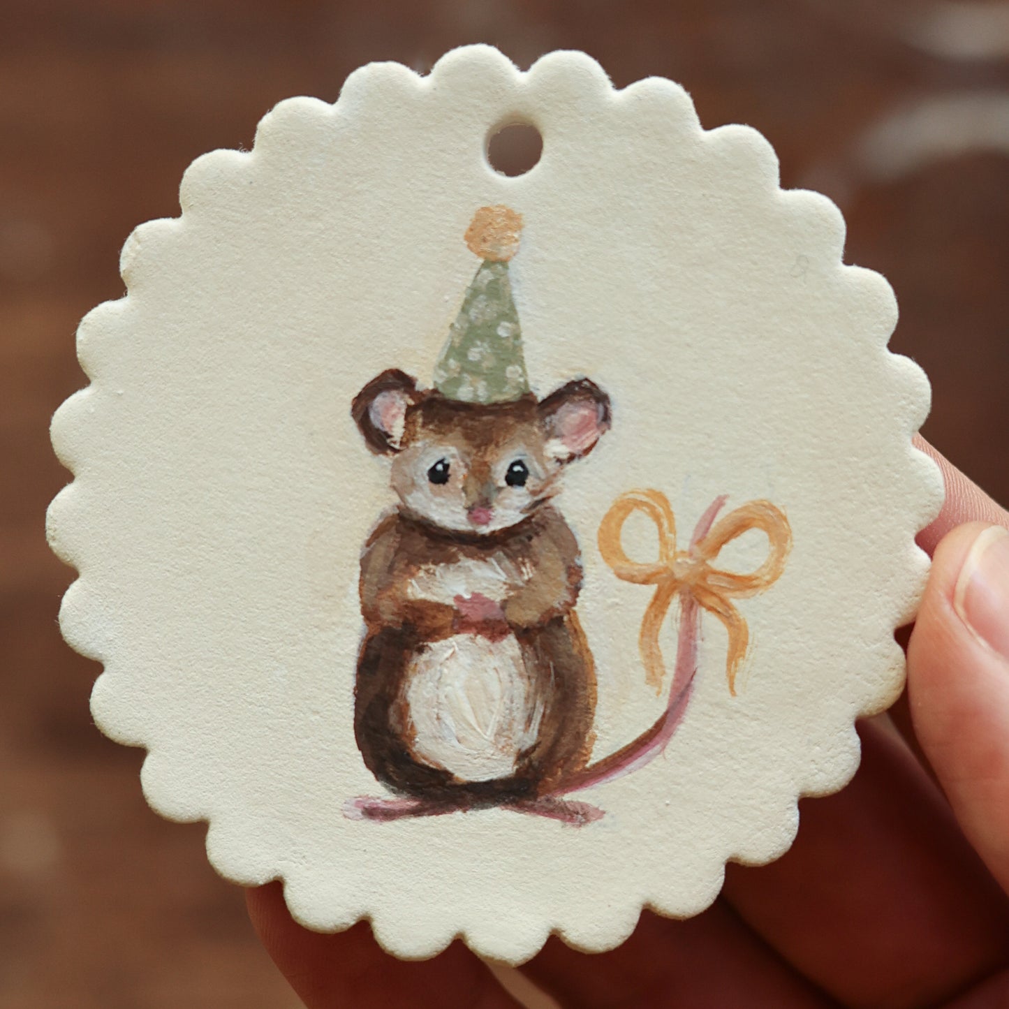 Hand painted ceramic - Birthday Mouse II