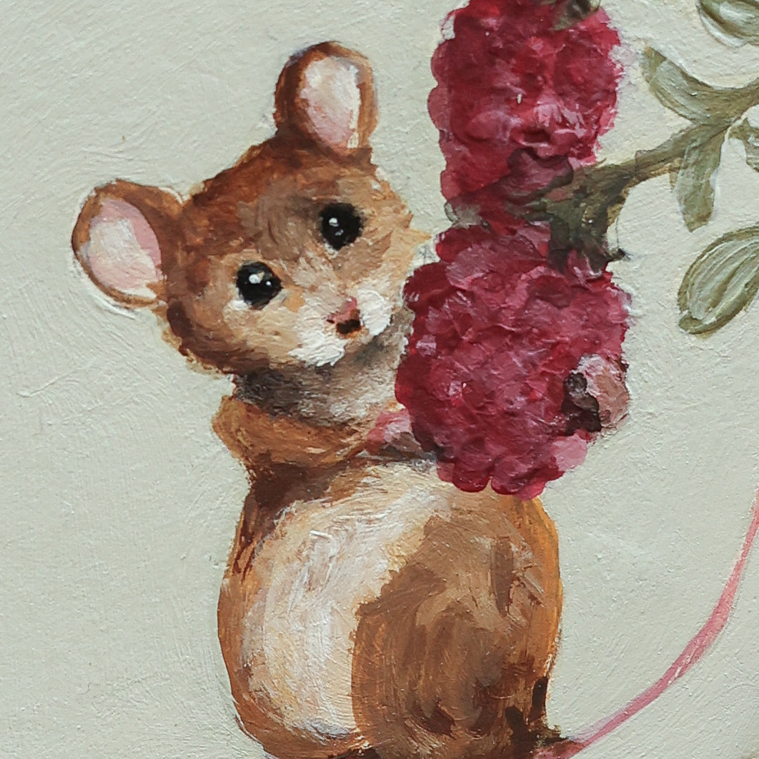 Hand painted ceramic - Mouse with Berries