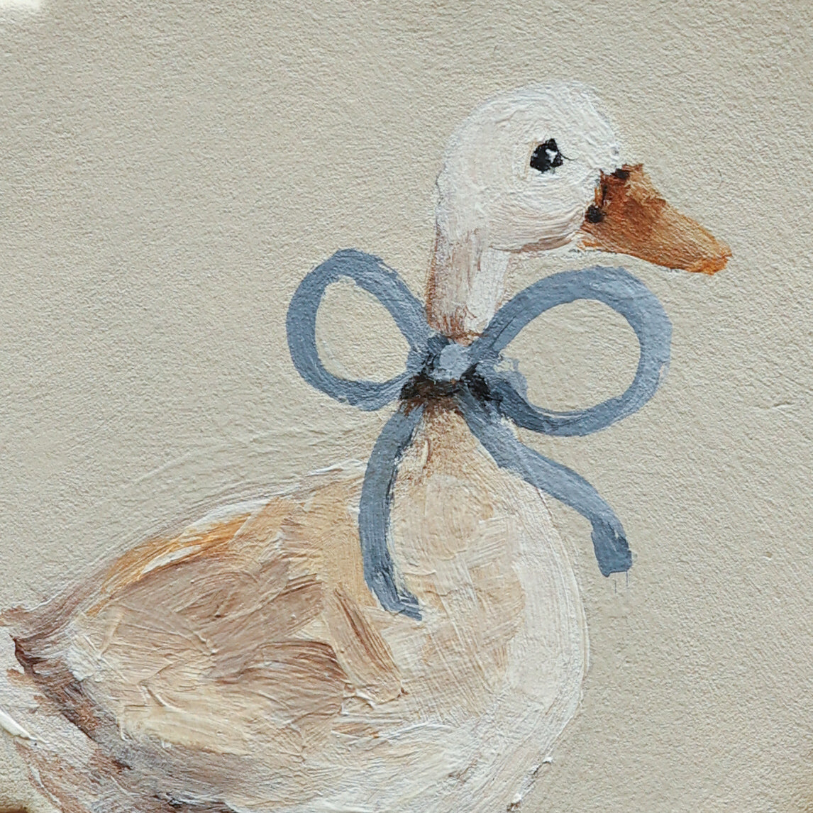 Hand painted ceramic - Goose with Bow