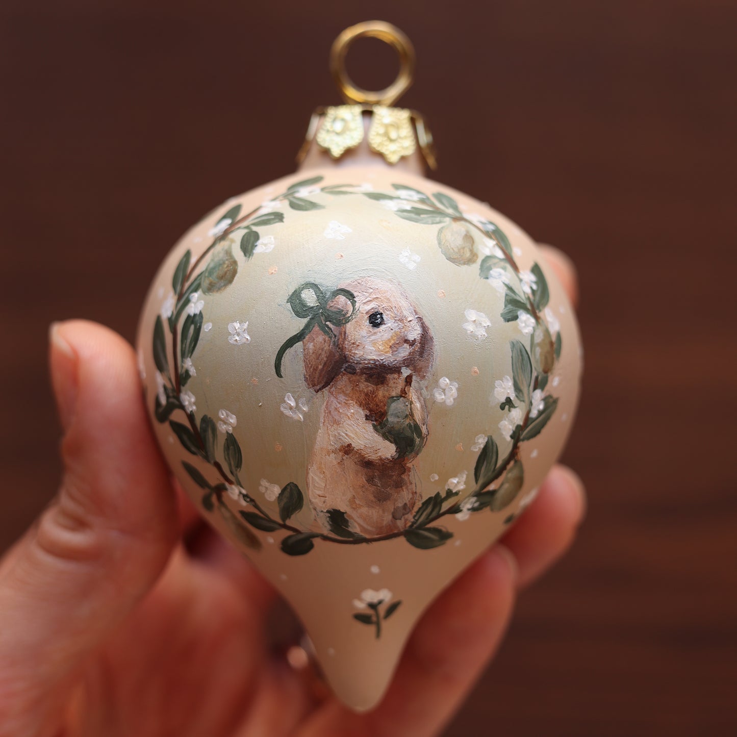 Ceramic Bauble - Bunny with Pear