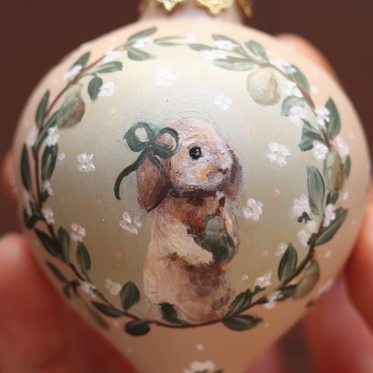 Ceramic Bauble - Bunny with Pear