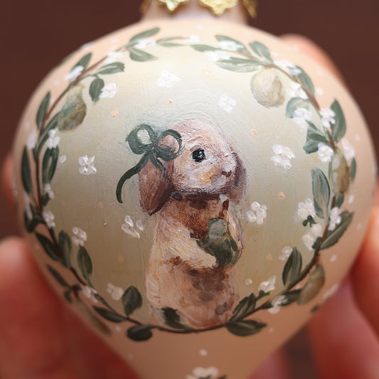 Ceramic Bauble - Bunny with Pear