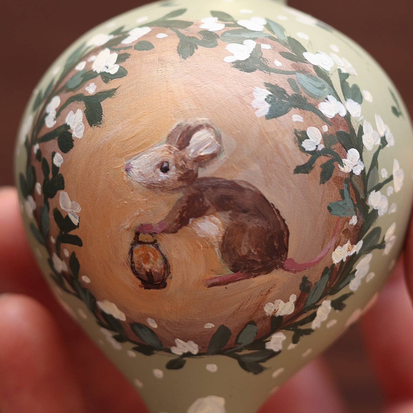 Ceramic Bauble - Mouse with lantern