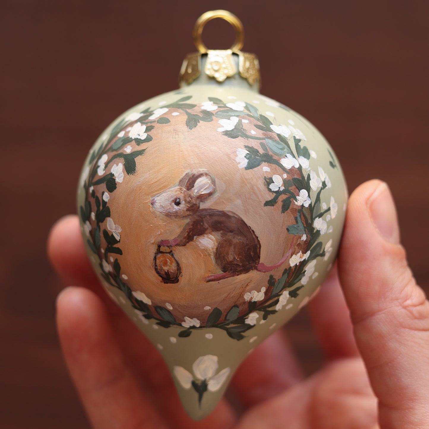Ceramic Bauble - Mouse with lantern