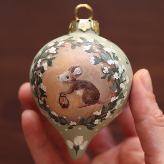 Ceramic Bauble - Mouse with lantern