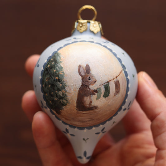Ceramic Bauble - Bunny with Stockings