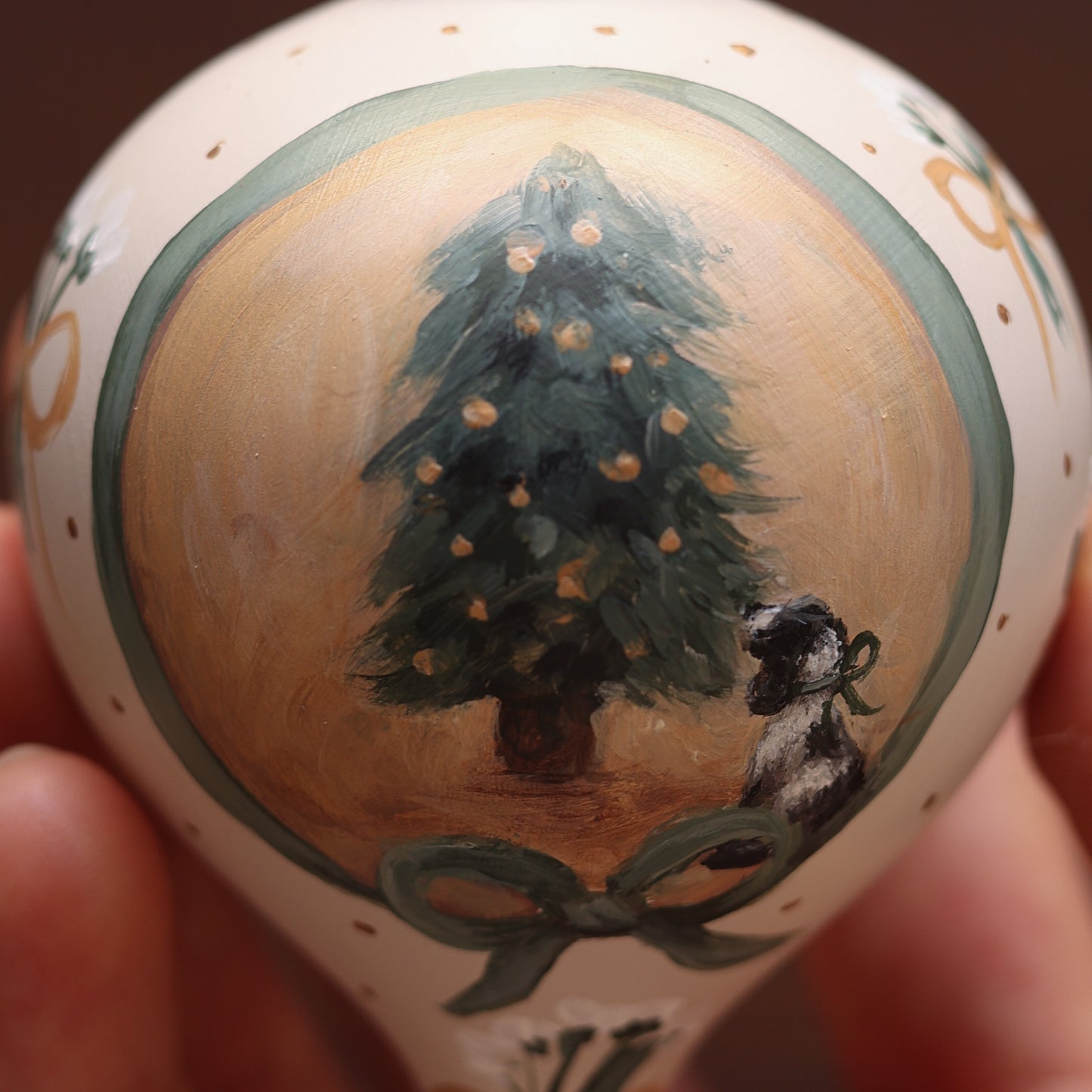 Ceramic Bauble - Tree with puppy