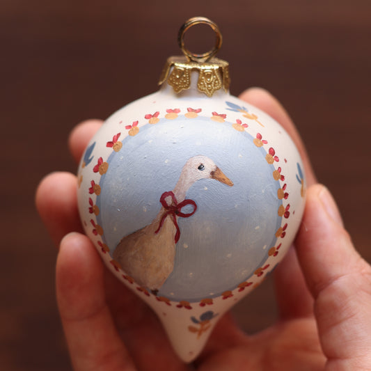 Ceramic Bauble - Duck with red bow