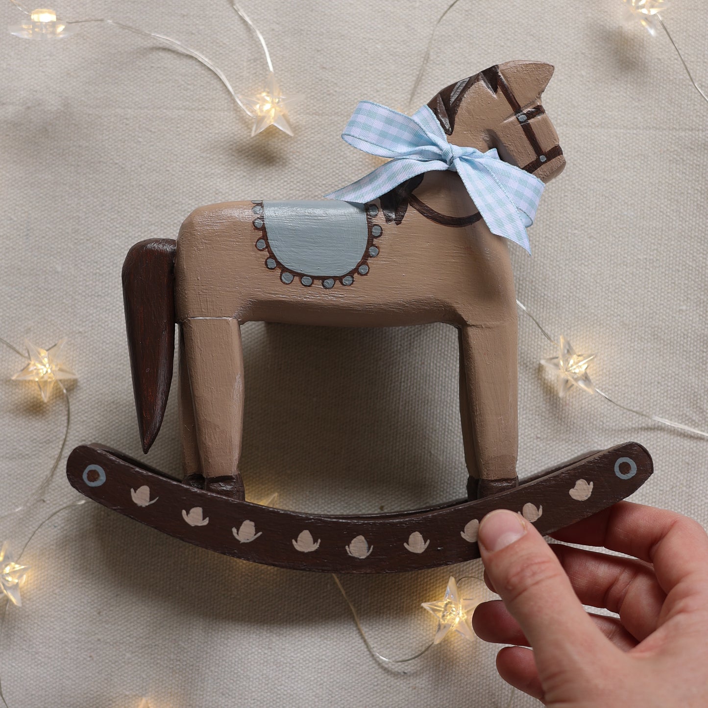 Hand painted Rocking horse - Blue