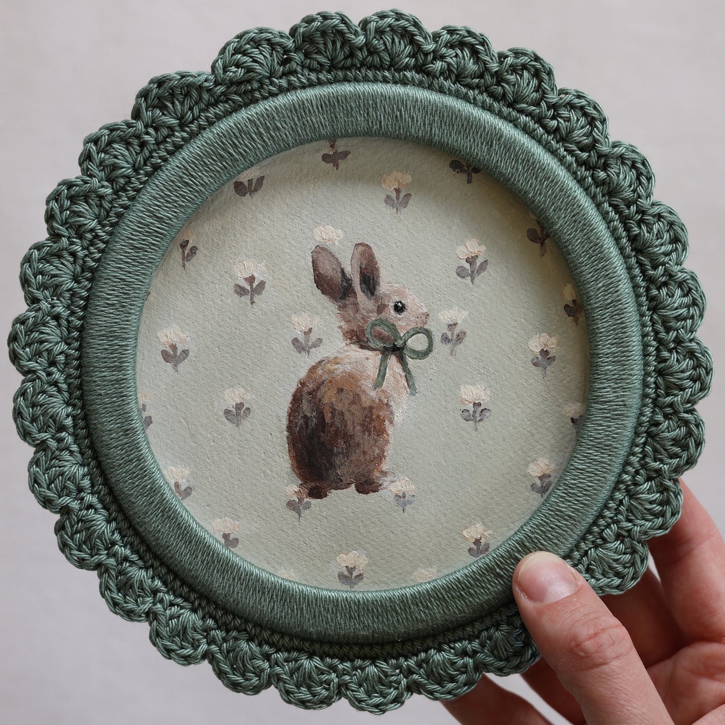 'Bunny in Floral' Original Heirloom painting