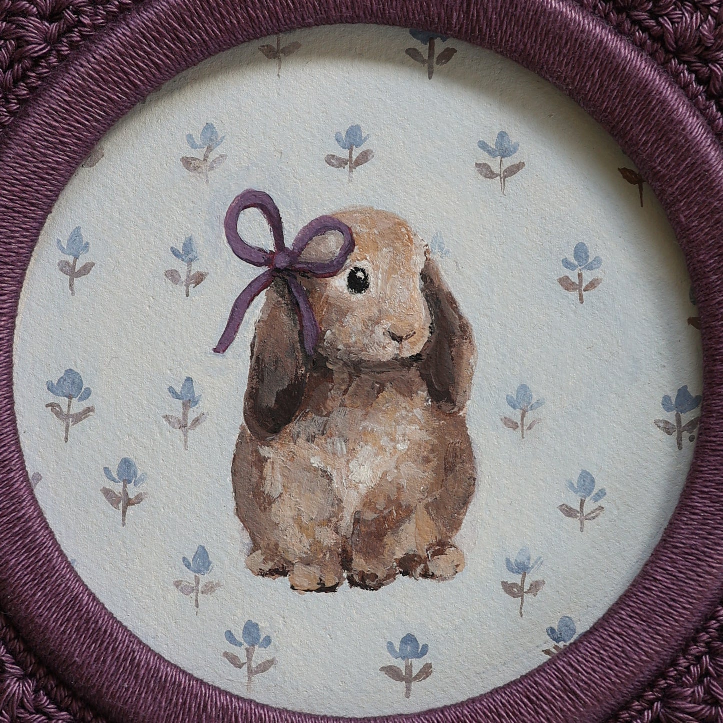 'Bunny with bow' Original Heirloom painting