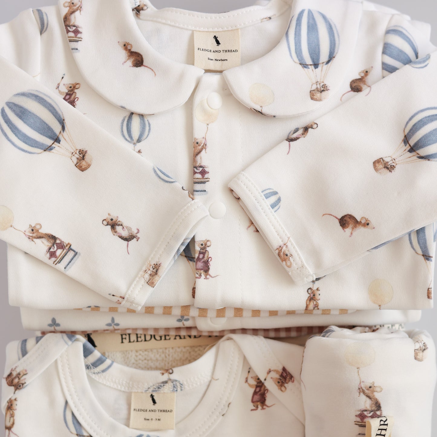 Cotton Babygrow - Mouse & Air Balloon