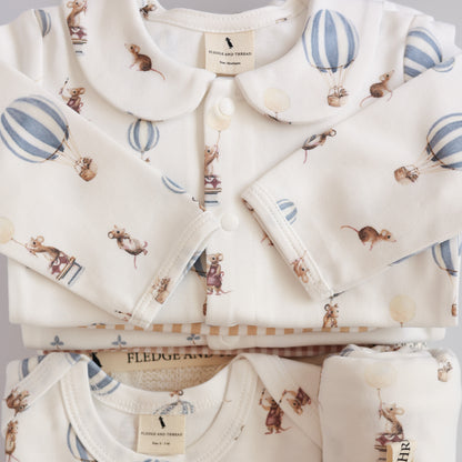 Cotton Babygrow - Mouse & Air Balloon
