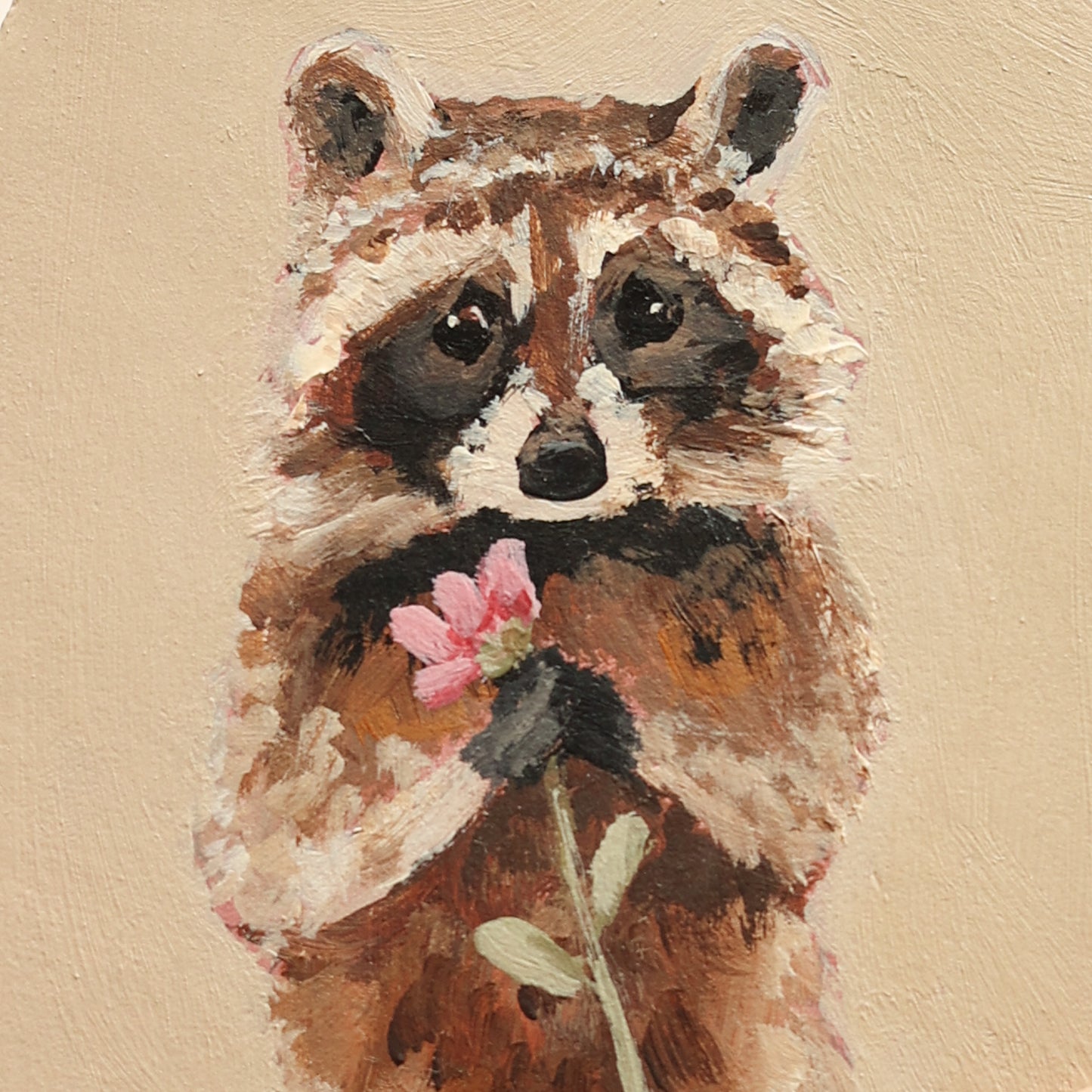 Hand painted ceramic - Racoon with flower