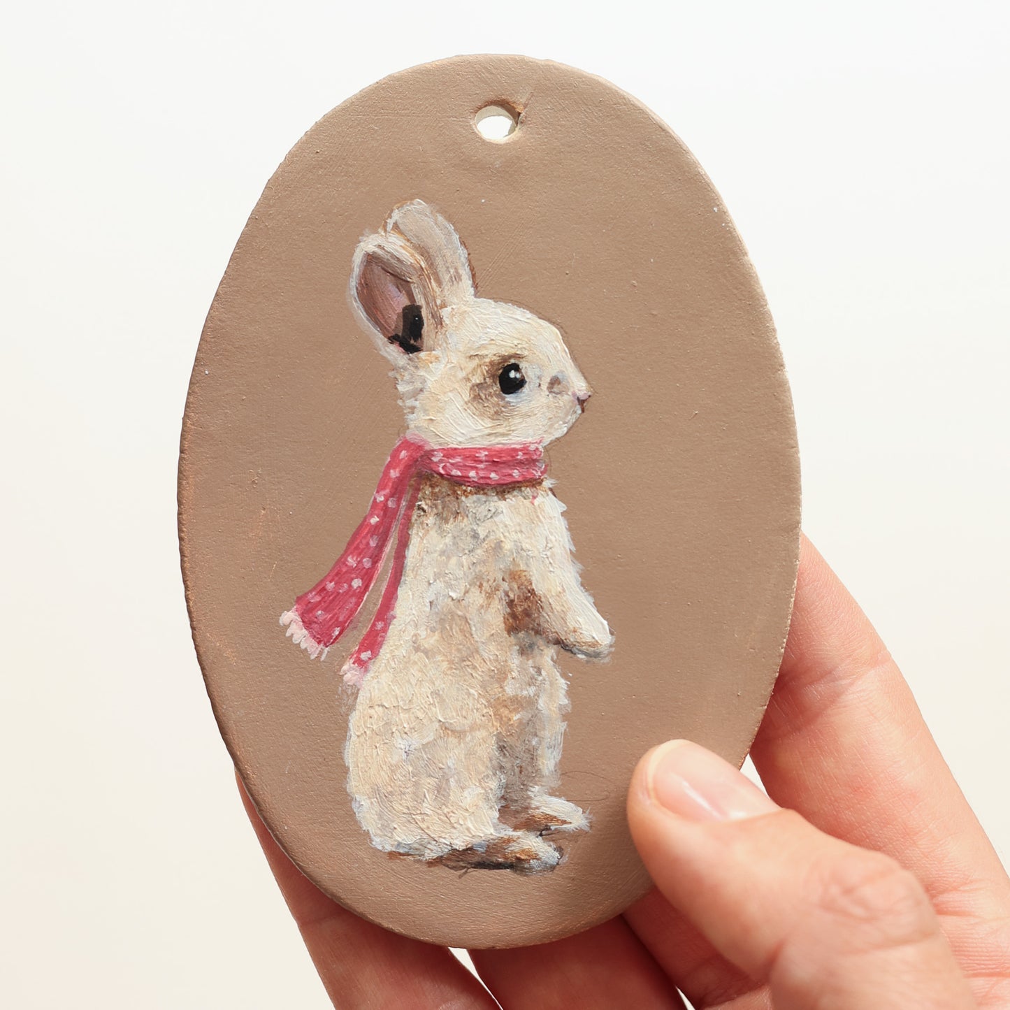 Hand painted ceramic - Bunny with scarf