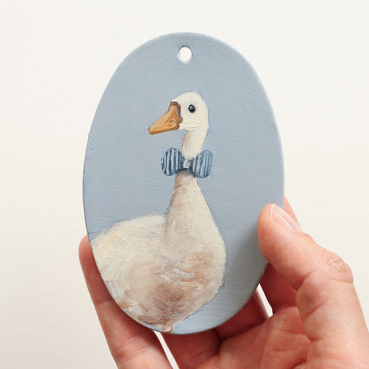 Hand painted ceramic - Goose with bowtie