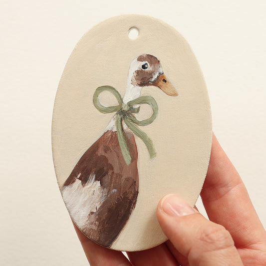 Hand painted ceramic - Duck with bow