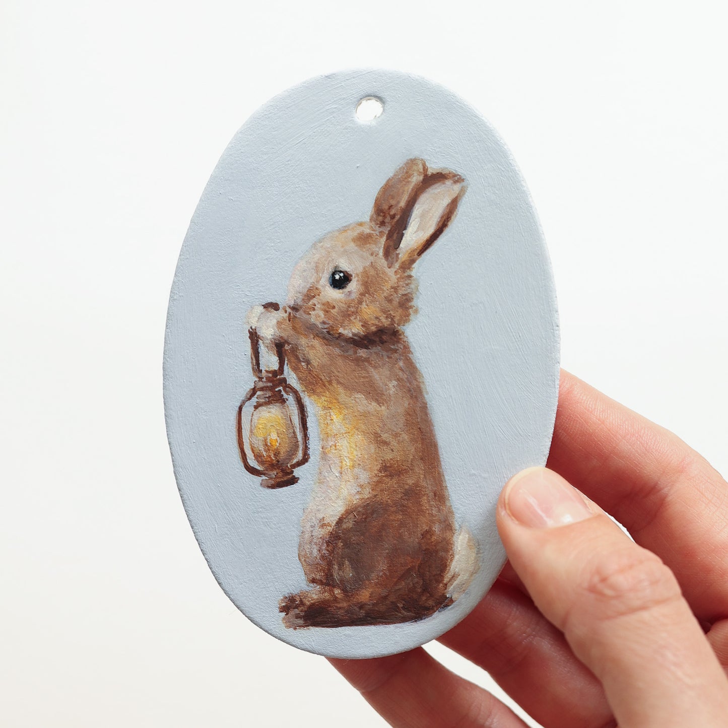 Hand painted ceramic - Bunny with lantern