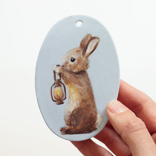 Hand painted ceramic - Bunny with lantern