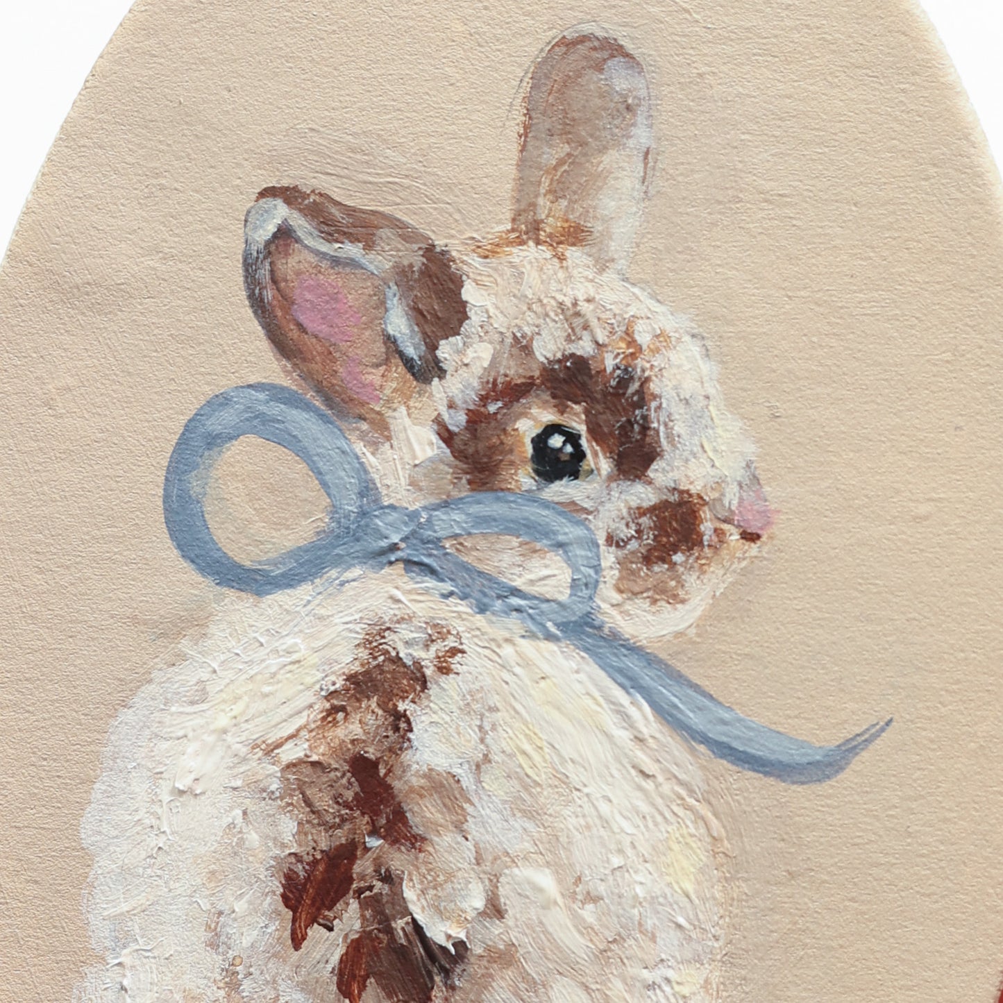 Hand painted ceramic - Bunny with blue bow