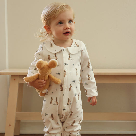 Cotton Babygrow - Bunny Tea Party