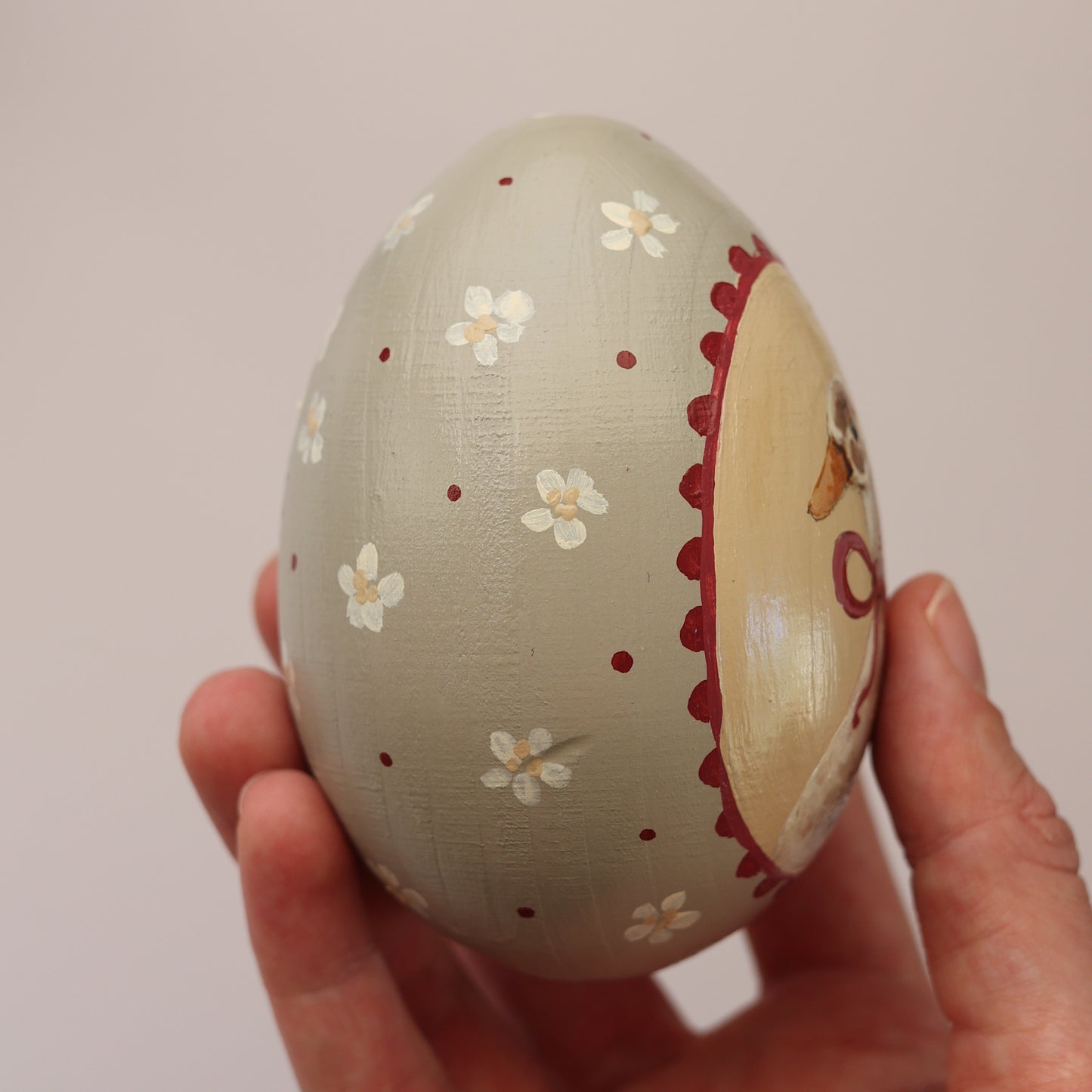 Hand painted Egg - Goose with Red Bow – Fledge and Thread