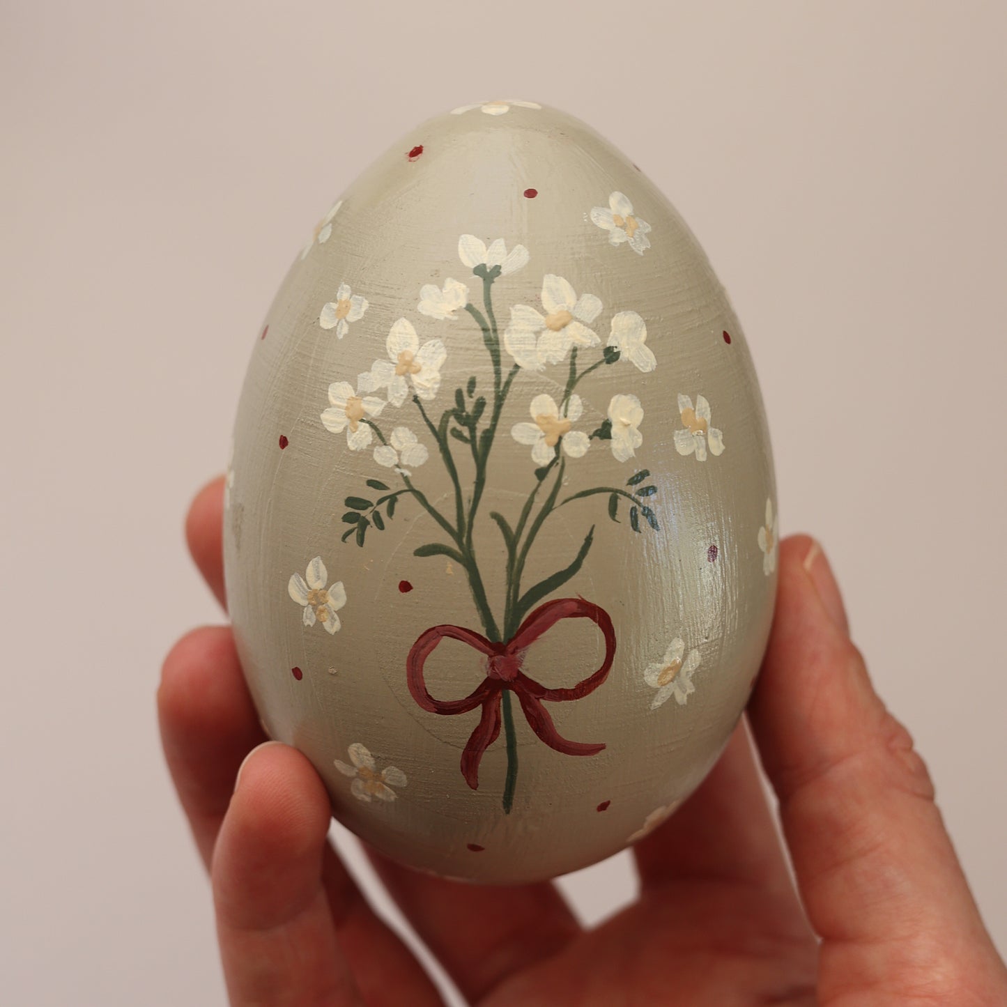 Hand painted Egg - Goose with Red Bow – Fledge and Thread