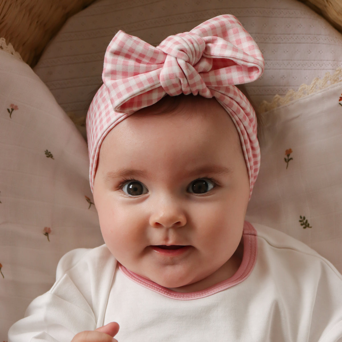 Baby Headband - Pink Gingham