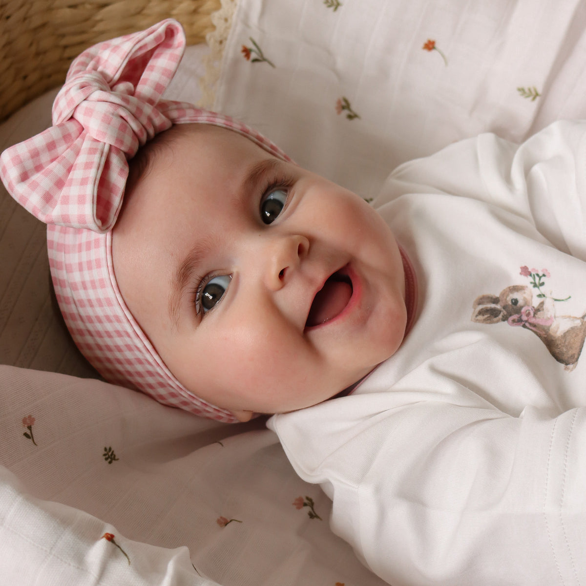 Baby Headband - Pink Gingham